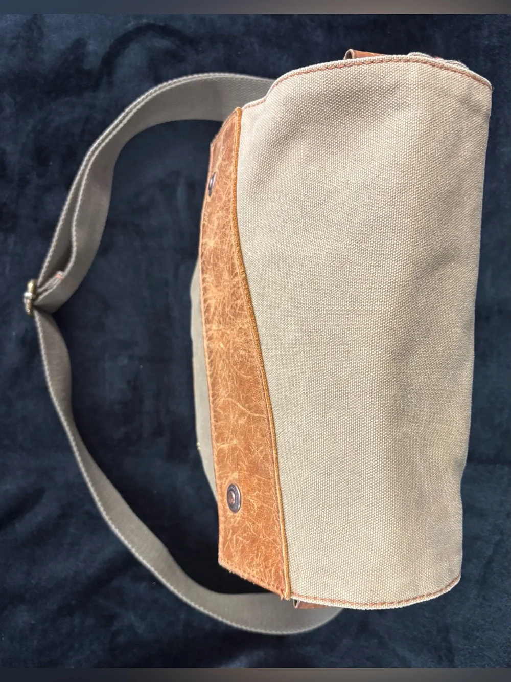 AUGUR Canvas Leather Crossbody Messenger Bag Khaki Brown Boho Utility